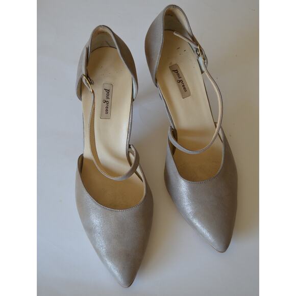 Paul Green Metallic Neutral Ankle Strap Heel - Picture 3 of 8